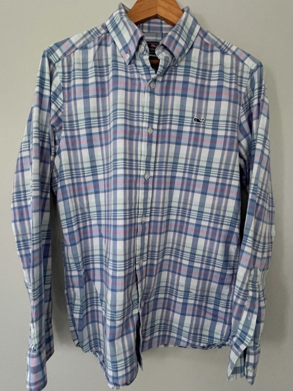 Vineyard Vines Classic Fit Whale Shirt Pastel Plaid Men’s Small
